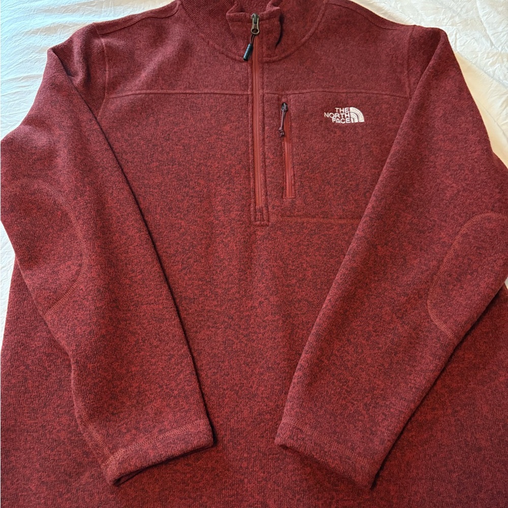 The North Face Men's Heathered Red Zip-Up Sweater
